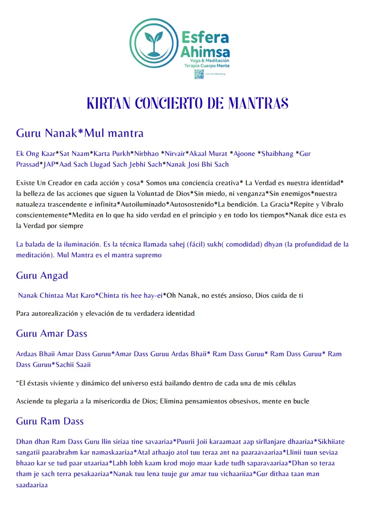 Mantras Kirtan diciembre 2025 página 1